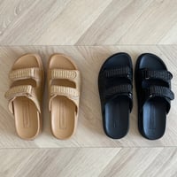 Raffia double strap sandals