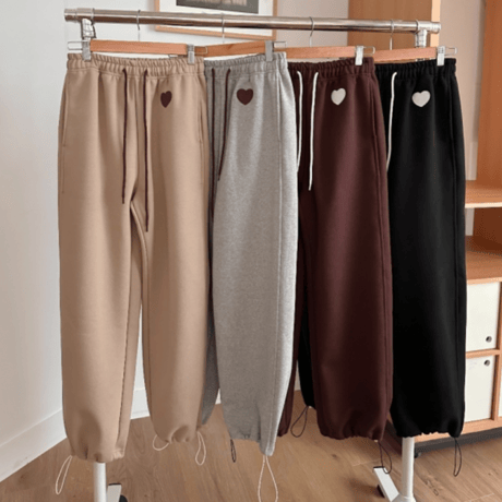 Heart sweat pants (Beige)