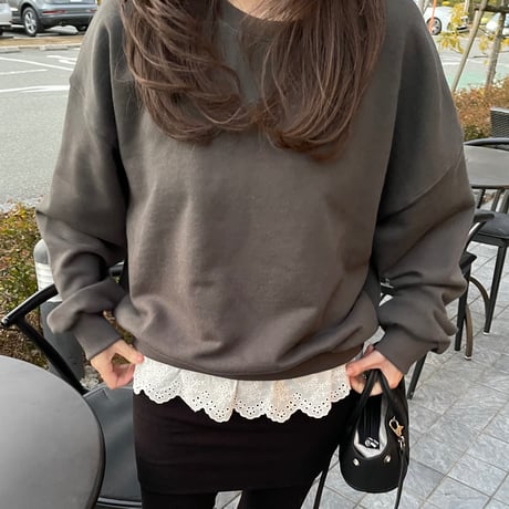 Layered lace sweat(Charcoal gray)