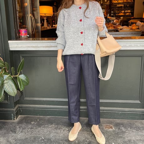 Heart button cardigan(Gray)