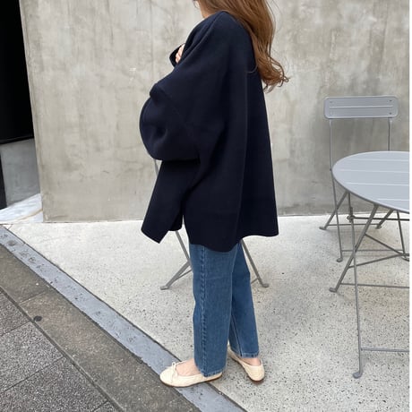 Fleece v-neck pullover(Navy)