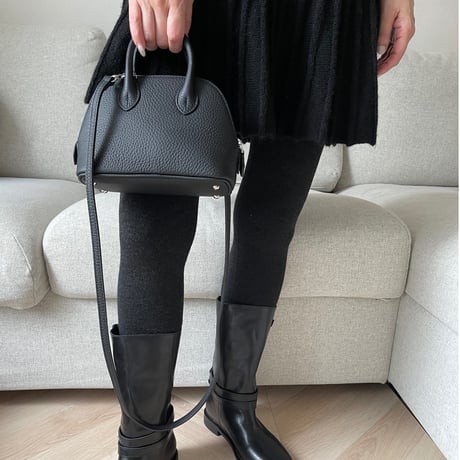 Leather mini sholder bag(Black)