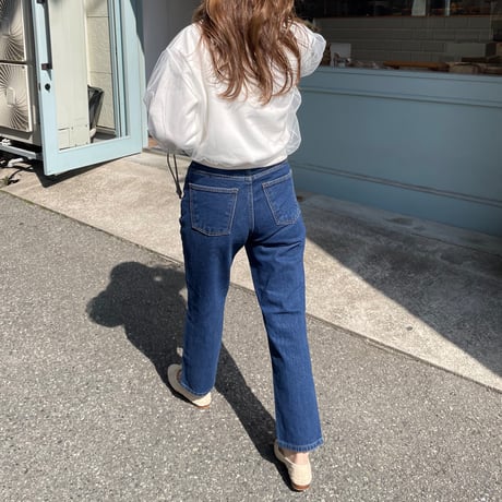 High waist taperd denim (Dark blue)