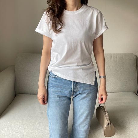 Slit t-shirts(White)