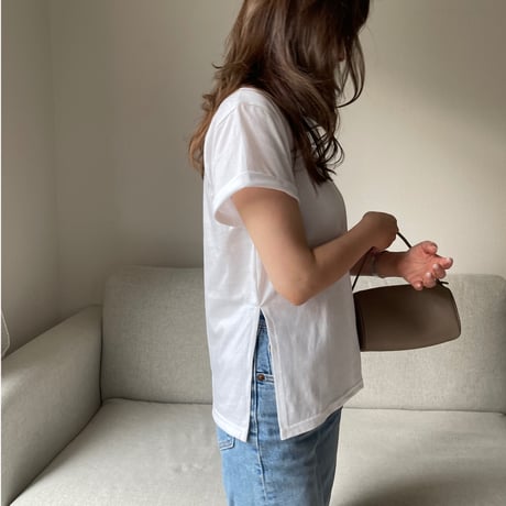 Slit t-shirts(White)