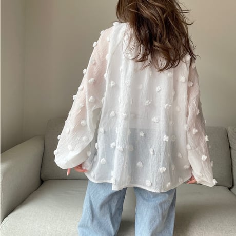 Sheer dot blouse(White)