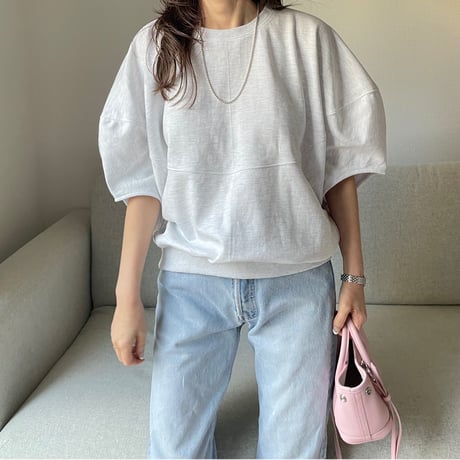 Wide balloon sweat tops(Gray)