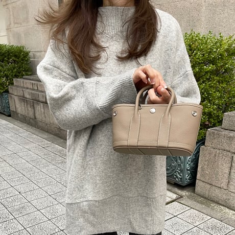Leather mini tote bag(Greige)