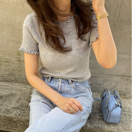 Mellow piping half knit(Gray)