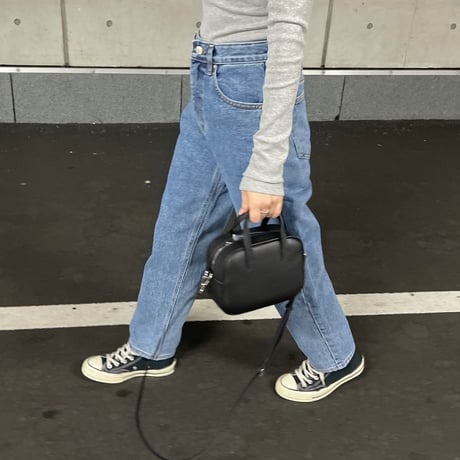 Leather mini square bag(Black)