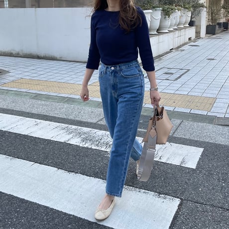 High-waist taperd denim(Blue)