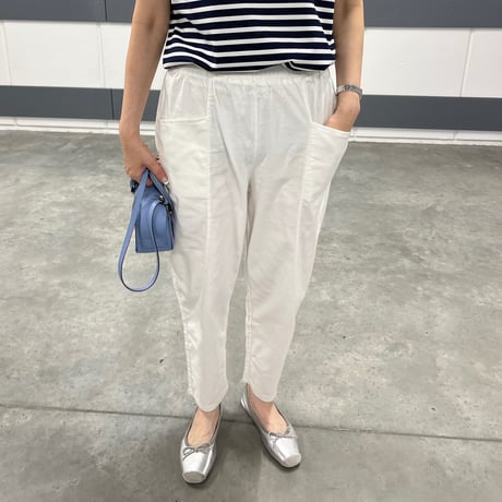 Linen taperd pants(White)