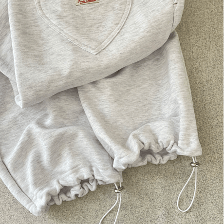 Heart pocket sweat pants(Light gray)