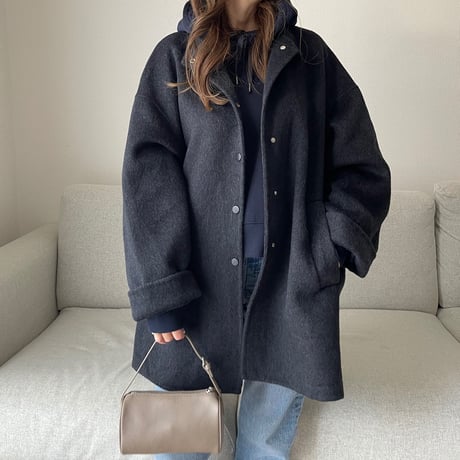 【Hand made】Wool100% Over coat(Black)