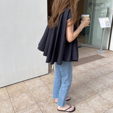Flare wide tops(Navy)