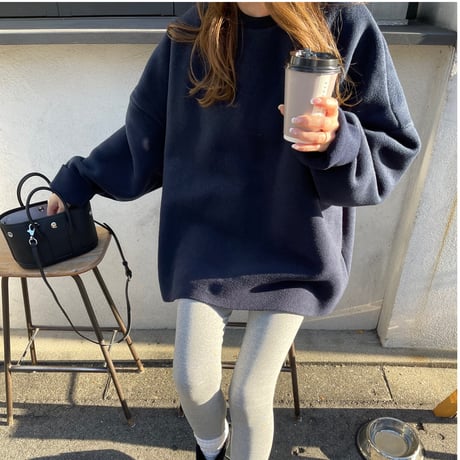 Fleece wide pullover(Navy)