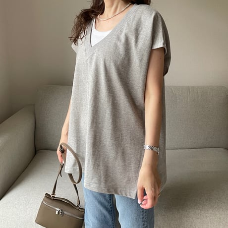 V-neck sweat vest(Gray)