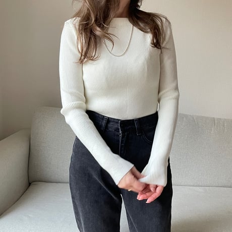 Boat neck rib knit(Ivory)