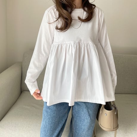 Flare gather tops(White)