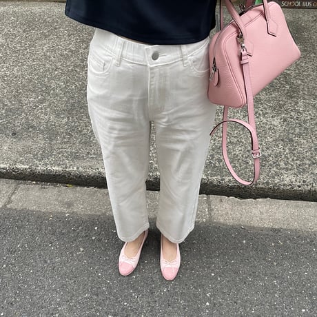 Cotton stretch ankle pants(White)