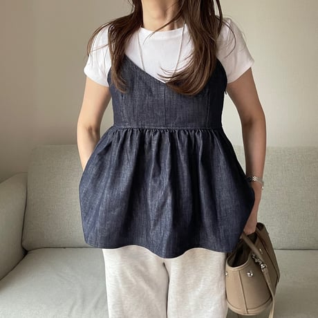 Denim flare camisole(Blue)