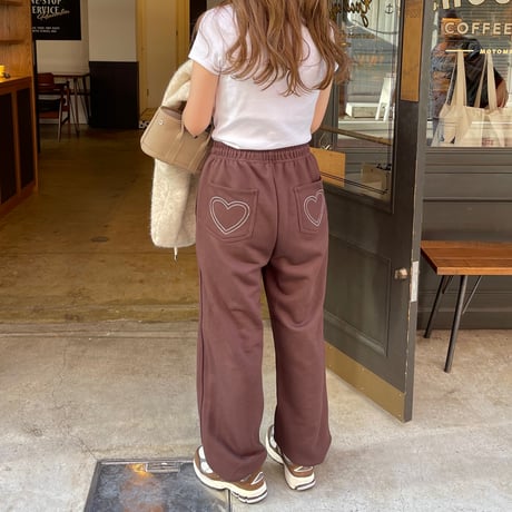 Heart sweat pants (Brown)