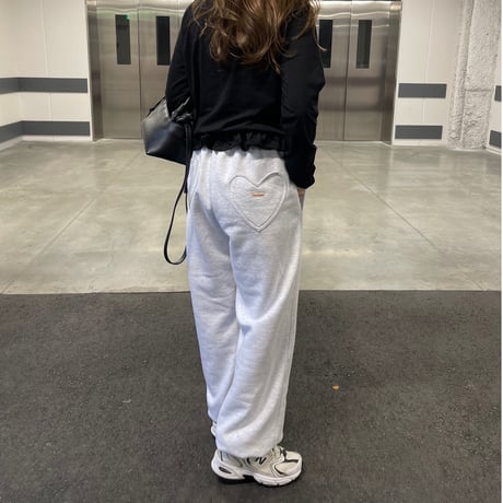 Heart pocket sweat pants(Light gray)