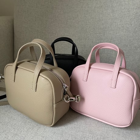 Leather mini square bag(Greige)
