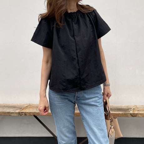 A-line gather flare tops(Black)