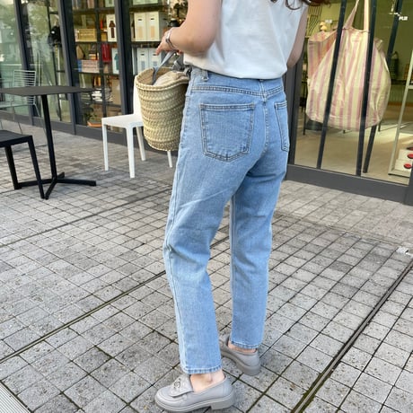 High waist taperd denim (Light blue)