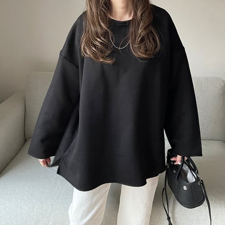 Side cut box pullover(Black)