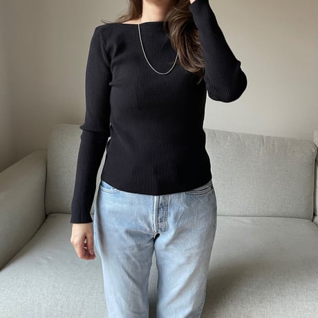 Boat neck rib knit(Black)