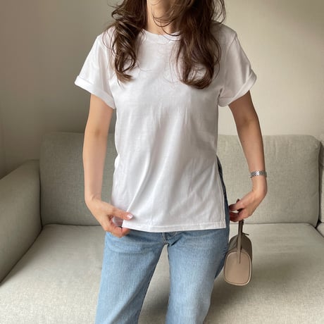 Slit t-shirts(White)