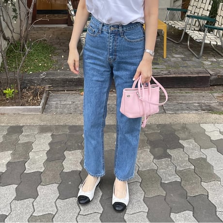 High-waist taperd denim(Blue)
