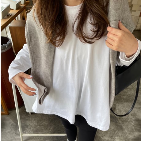 A-line flare t-shirts (White)