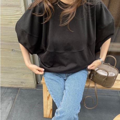 Wide balloon sweat tops(Black)