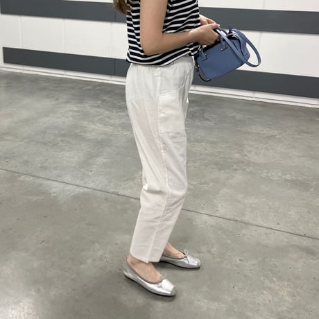 Linen taperd pants(White)