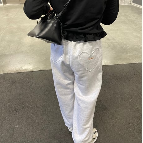 Heart pocket sweat pants(Light gray)