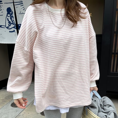 Boader long t-shirts (Pink)