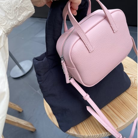 Leather mini square bag(Pink)