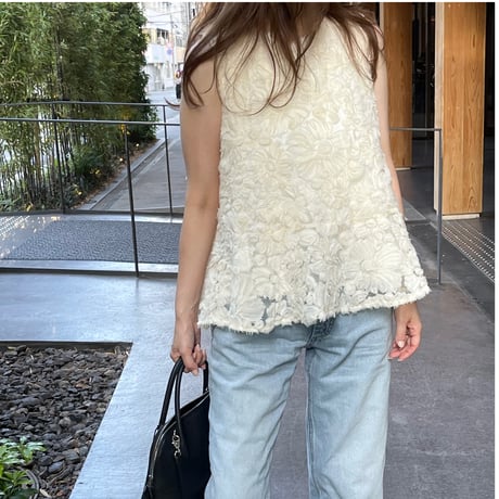 【6月再販】Flower tulle lace tops