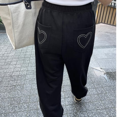 Heart sweat pants (Black)