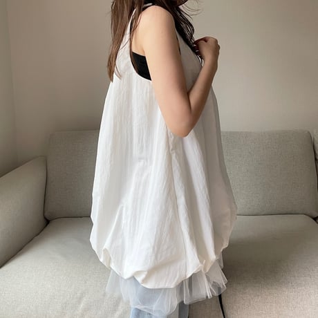 Balloon chiffon mini onepiece(White)