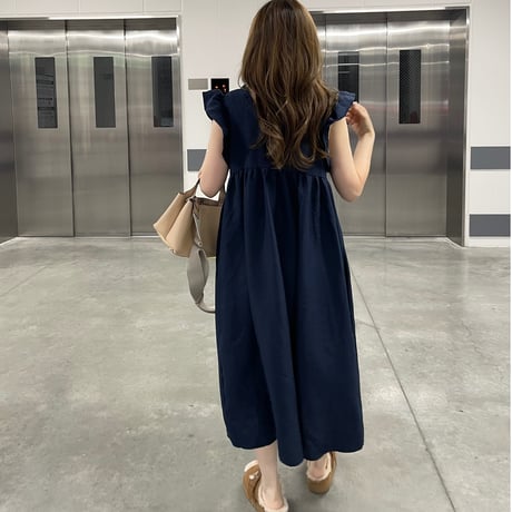 Sholder frill long onepiece