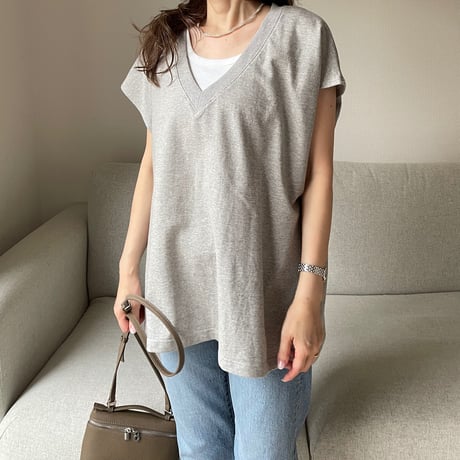 V-neck sweat vest(Gray)