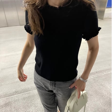 Mellow piping half knit(Black)