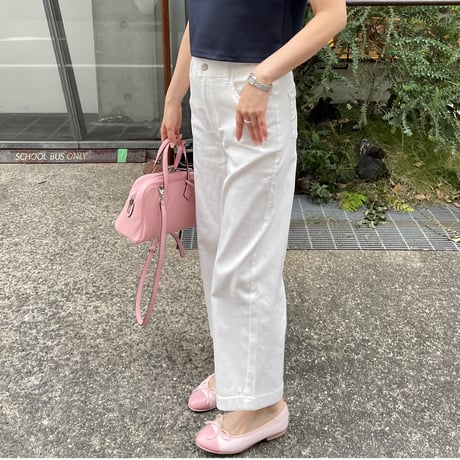 Cotton stretch ankle pants(White)