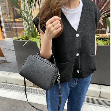 Wide cocoon vest(Black)