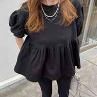 Balloon half sleeve pullover (Black)