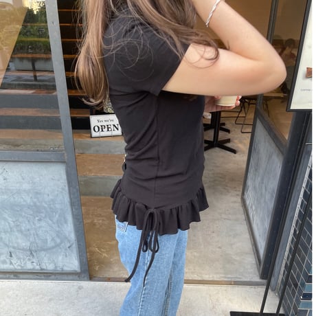Frill rib tops(Black)